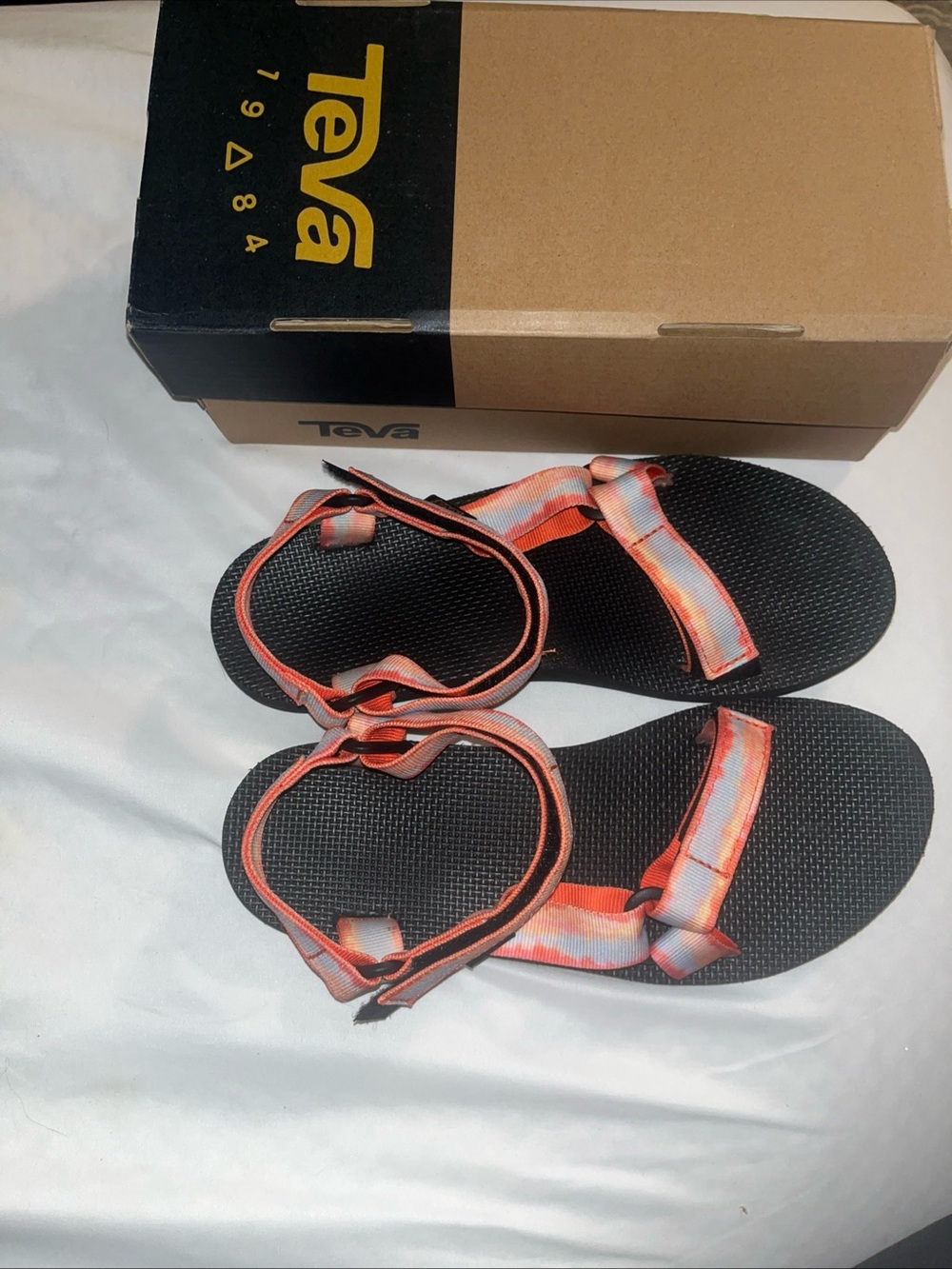 Teva Original Universal Tie Dye Sandals Womens Size 10 Orange Blue New In Box